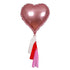 Inflated 6 Pink Heart Foils With Tassels <br> By Meri Meri